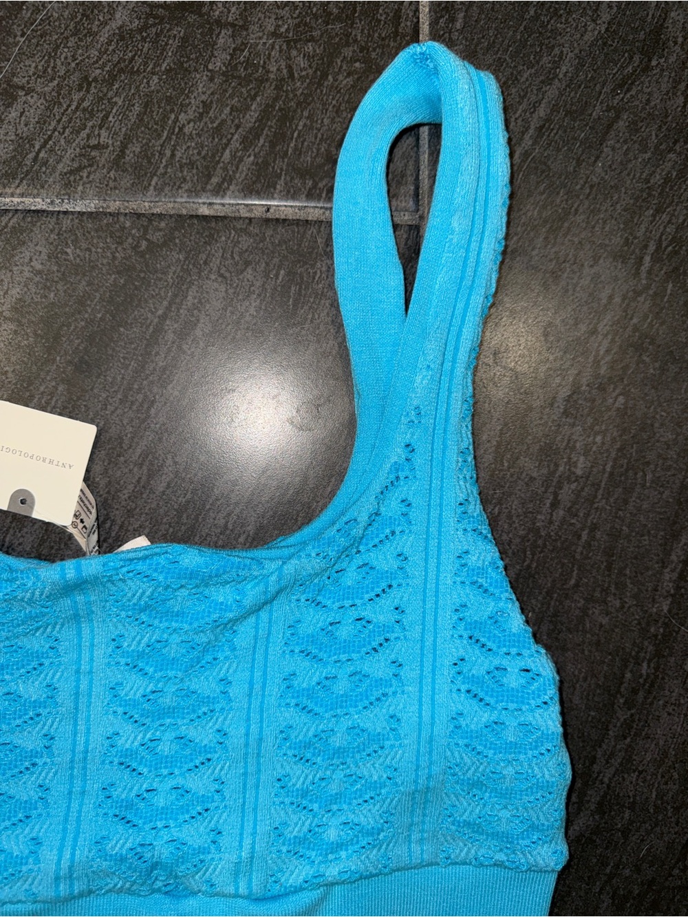 LyreBird Textured Seamless Longline Blue Tank - Picture 7 of 7
